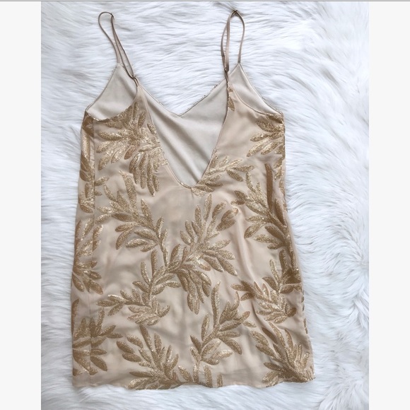 Show Me Your Mumu Gold Metallic Leaf Print Dress - Picture 8 of 8